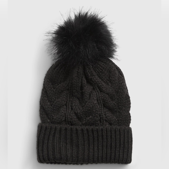 NWT - Girls Gap Black Cable Knit Hat (S/M) and Matching touch screen gloves (S) - Picture 2 of 3